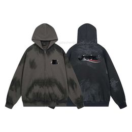 classic loose designer hoodie balencigs Fashion Hoodies Hoody Mens Sweaters High Quality Trendy Classic Cola Embroidery Handpainted Graffiti Black Tape Card