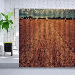 Shower Curtains Autumn Farm Harvest Curtain Fall Wheat Field Rural Forest Landscape Printing Home Decor Bathroom Polyester Sets