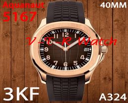 Wristwatches Men039s Luxury Watch Aquanaut 5167R 18K Rose Gold Plated SS Case 3KF Black Rubber Strap 11 Edition A324 Super Clo4546337