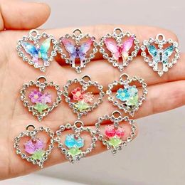 Charms 10pcs Alloy Crystal Flower For Necklaces Earrings Making Accessories Hollow Flowers Pendants Jewellery Findings