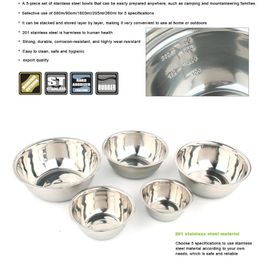 Bowls 5Pcs Stainless Steel Bowl Household Kitchen Cooking Utensils Ideal For Preparing Or Storing Stir The Flour And Eggs