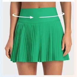 2024 Align Lu Sport Yoga Shorts Women High Waist Pleated Tennis Golf Sport Built-in Pocket Anti-slip Outdoor Jogging Fiess Skirt Shorts Biker
