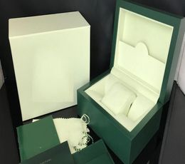 Luxury Mens Brand Watch Box Original Wooden Inner Outer Green Women039s Mens Watches Boxes Papers5853201