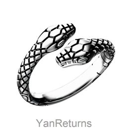 Vintage Double Head Snake Rings for Women and Men Ladies Finger Ring Jewelry Unisex Open Adjustable Size Animal Ring Man249I