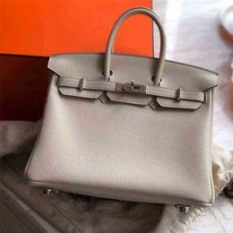 Handbag Genuine Designer Leather Bk 2024 New Bag Female Mummy Large Capacity One Shoulder Messenger Lychee Pattern Platinum 840J