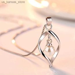 Pendant Necklaces Female 925 Sterling Silver Gyrate Pearl Pendants And Necklaces For Women Wedding Pearl Vintage Jewellery Gift GaaBou240408ICHA