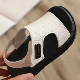 Slipper Summer Beach Sandals For Boys Korean Style 2023 Fashion Children Footwear PU Leather Anti-slippery Soft-soled Kids Shoes 2449