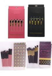 Makeup Brush Set 10pcs Pink Black Cosmetics Eye Foundation BB Cream Powder Blush Kabuki Brush Kit Make Up Brushes Tools9906231