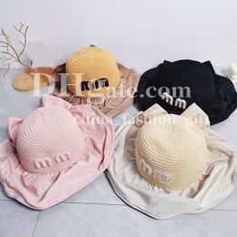 Summer Bucket Hat Designer Bow Straw Hat Wide Brim Sunshade Hat For Ladies Vacation Travel Hat Beach Sun Protection Hat