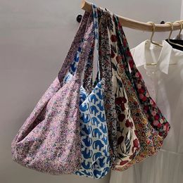 Eco Floral Women Shoulder Shopping Bag Female Handbag Cloth Reusable Foldable Grocery Shopper Tote Bags Girl s Fabric Bookbag 240402