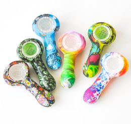 30inches Portable Coloured Silicone Pipe Printing Smoking Pipe Aliens Skull Smoking hand pipe oil rig 8300714