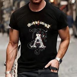 Men's T Shirts Luxury Quality T-Shirts Summer Casual Street Short Sleeve Clothing Tee Tops O-Neck Letter Rhinestone Streetwear Tshirt Y2k