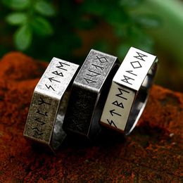 New Design Nordic Viking Runes Ring For Men Women 14K Gold Punk Vintage Hexagon Rings Fashion Creative Jewellery Giftst