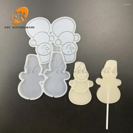 Baking Moulds 3D Christmas Snowman Shape Lollipop Silicone Mould DIY Candy Chocolate Fondant Mould Cake Decorating Tools Kitchen Bakeware