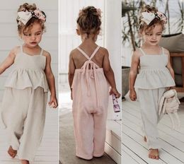 16 Years Kids Baby Girls Overalls Sleeveless Backless Romper Toddler Girl Jumpsuit Wide Leg Pants Trousers Baby Girls Overalls1776803