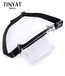 TINYAT waist bag pouch women money phone belt pvc clear female fanny pack hip jelly banana for girl transparent 21122812125678158332