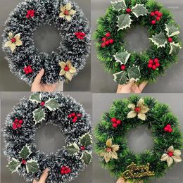 Decorative Flowers 2Pcs Christmas Wreaths Door Hanging Rattan Venue Layout Decorations Garland For Home Party Decor 2024 Year