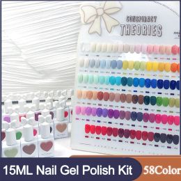 Gel 58pcs*15ml One Bottle Of One Colour Gel Nail Polish Set for Opening Nail Salon Manicure Soak Off UV LED Nail Gel Varnish Kit