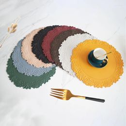 Table Mats Lace Round Imitation Leather Placemat Non-slip Waterproof Anti-ironing Large Pan Bowl Insulated Coasters