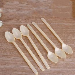 Spoons 100Pcs Disposable Plastics Spoon Mini Ice Cream Party Tableware Kitchen Safe Western Dessert Scoop Wedding Tiny