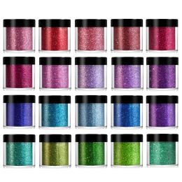 Glitter 20Box/Set Shiny Nail Glitter Powder Irridescent Sparkly Pigment Dust for DIY Nail Art Decorations Manicure Accessories Supplies