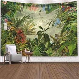 Tapestries Tropical Plant Wall Decor Wallpapers Palm Landscape Tapestry Asethetic Room Decoration Dorm Curtain Printed Background Cloth