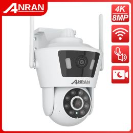 Cameras ANRAN 4K 8MP Surveillance Camera Dual Lens Dual Live View Outdoor Wireless Security Wifi Camera Colour Night Vision Two Way Audio