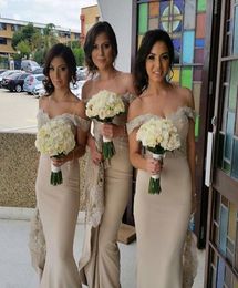 2017 New Vintage Off the Shoulder Bridesmaid Dresses Lace Appliques Elegant Mermaid Maid of Honor Gown Custom Made Wedding Party G7125469