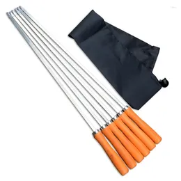 Tools Pack Of 6 Convenient Flat Skewers Long Lasting Barbecue Easy To Clean