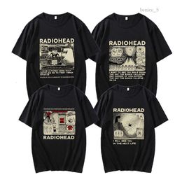 Herren T-Shirts Radiohead T-Shirt Vintage Hip Hop Rock Band Grafik T-Shirt Streetwear 90s Baumwollkomfort Kurzarm Unisex Tee 679