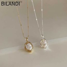 Pendant Necklaces Bilandi Fashion Jewellery Sweet Korean Temperament Irregular Simulated Pearl Pendant Necklace For Women Wedding Gifts240408TYNB