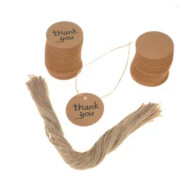 Party Decoration 100 PCS/set Thank You Tags Kraft Paper Gift Labels With Jute Twines