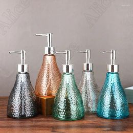 Liquid Soap Dispenser Creative Hammer Texture Glass Bottle Shampoo Solid Color Relief Shower Gel Sub-bottling Bathroom Accessories