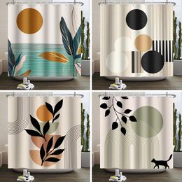 Shower Curtains Minimalist Geometric Curtain Art Abstract Personalized Shape Bathroom Waterproof Hanging Partition Boho