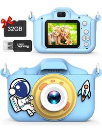 Cartoon Kids Selfie Camera HD Kids Digital Video Cameras Toys with 32GB SD Card for Children Christmas Birthday Gifts 240327