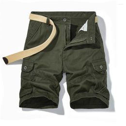 Men's Shorts Multi Pocket Pure Cotton Workwear Loose Straight Tube Casual Five Point Summer Thin Pants All
