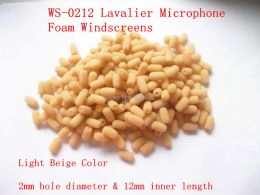 Accessories Lavalier Microphone Foam Windscreen, Beige Colour WS0212 2mm inner diameter & 12mm inner length , 10 pcs /lot, Singapore Post