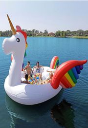 2020 New 68 person Huge Flamingo Pool Float Giant Inflatable Unicorn Swimming Pool Island For Pool Party Floating Boat3367831