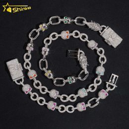 New Arrivals 925 Sterling Silver Custom Clasp Moissanite Skull Cuban Link Bracelet for Men Women