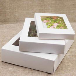 Gift Wrap 10pcs Kraft Paper Box With Window Wedding Favours Cookies Candy Christmas Packaging Birthday Supplies