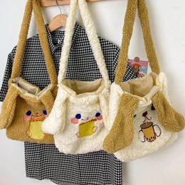 Shoulder Bags Plush Bag Autumn Winter Lamb Wool Handbags Cartoon Sweet Diagonal Student Large-capacity Tote Commuter Satchels