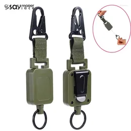 Keychains 1PCS Outdoor Retractable Wire Rope Tactical Keychain Clip Anti Lost ID Card Holder Sporty Key Ring