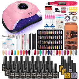 Dryers Nail Set with Nail Lamp Gel Polish Set Base Top Coat Nail Tool with Nail Salon Nail Drill Hine 16 Pcs Nail Clipper Tools Kit