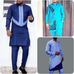 Men's Tracksuits Dashiki African Clothing For Men With Trousers And Striped Shirt 2-piece Summer Sweatshirt Set 2024