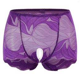 Women's Panties Womens Sexy Open Crotch Lace Briefs See-Through Lingerie Underwear Sheer Mid Waist Elastic Waistband Exotic Underpants