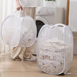 Laundry Bags Toys Storage Basket Folding Breathable Mesh Hamper Capacity For Dirty Clothes Foldable Home