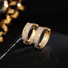 Top Quality 1to1 Brand Logo Womens Designer Earrings High version genuine gold electroplated Carter full earrings with three Cuff Earrings Huggie Stud