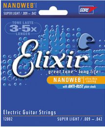 Whole 1 Sets Elixir 12000 12002 12050 12052 12077 12102 Nanoweb Ultra Thin Coating Electric Guitar Strings Super Light 7751433