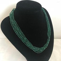 Pendants Genuine 8 Strand Necklaces Multilayer Shining See Through Garnet Natural Green Stone Necklace For Women Jewellery Gift