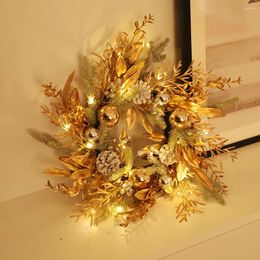 Decorative Flowers YOUZI XMAS 50cm/19.6 Inch Artificial Christmas Wreath With LED Lights For Home Wedding Farmhouse Holiday Decor